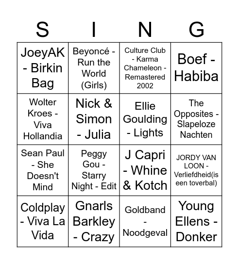 Reflection Swingo Bingo Card