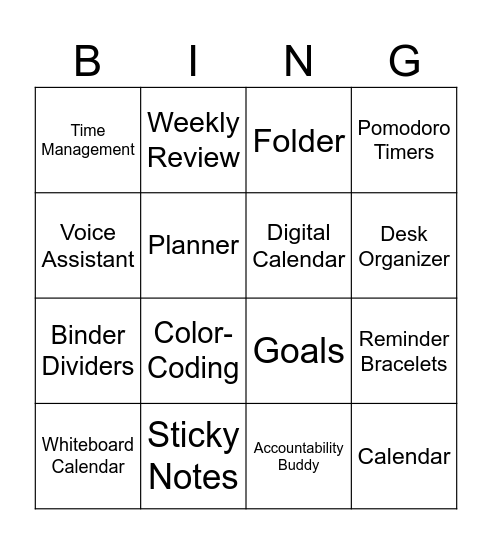 Tracking Your Success BINGO Card
