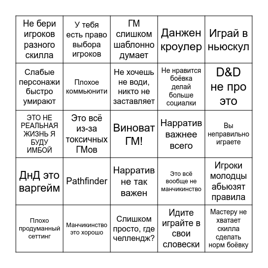 Обсуждаем D&D Bingo Card