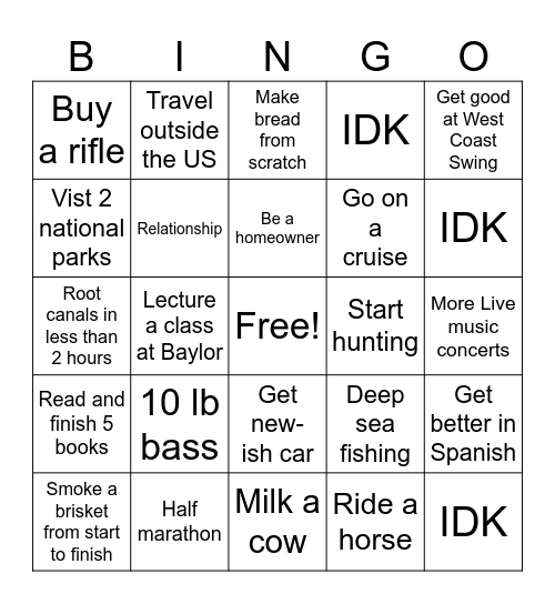 2025 Brandon Bingo Card