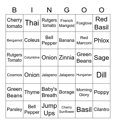 Plants Bingo Card