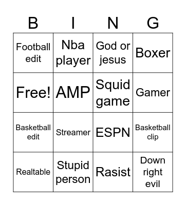 YouTube shorts Bingo Card