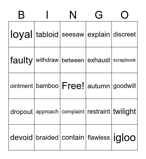 Predictable Vowel Teams Bingo Card