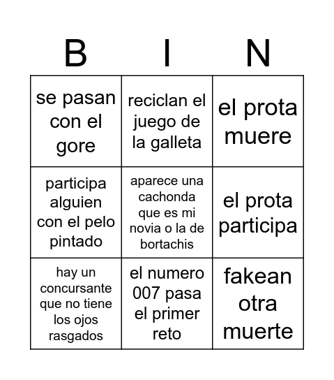 squirt games 2 Bingo Card