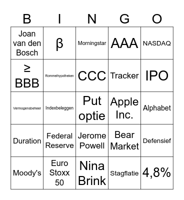 Bingo beleggen Avans Bingo Card