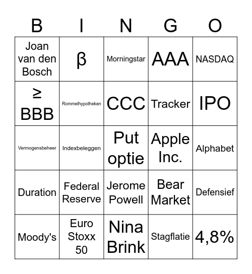Bingo beleggen Avans Bingo Card