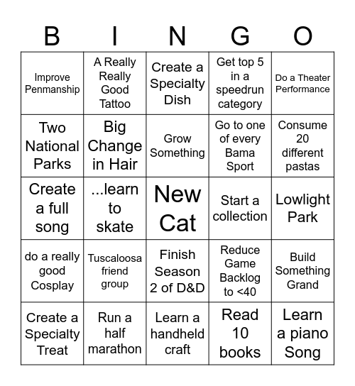 2025 Bingo Card