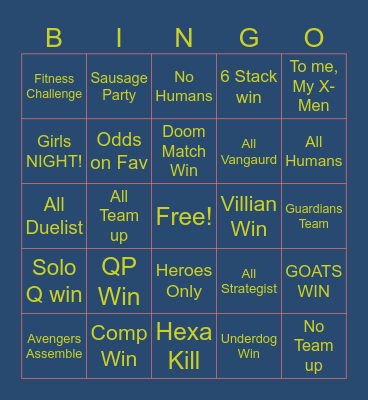 Marvel Rivals Bingo Card