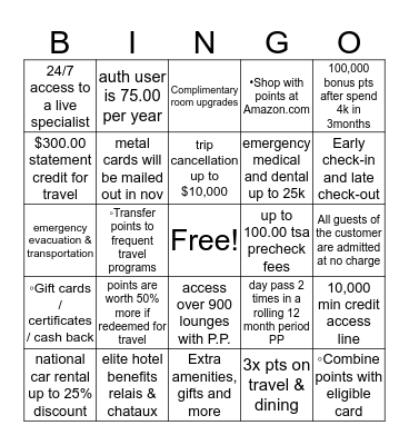 RESERVE  BINGO  Bingo Card