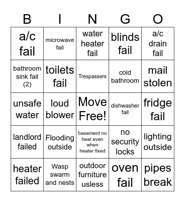 LAKE HOUSE Bingo Card