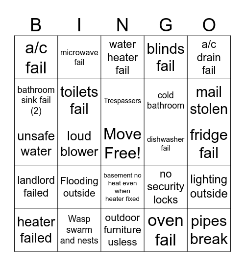 LAKE HOUSE Bingo Card