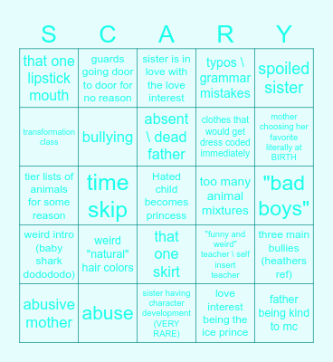 Gacha Cringe Bingo Card