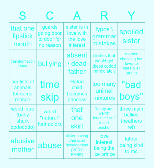 Gacha Cringe Bingo Card