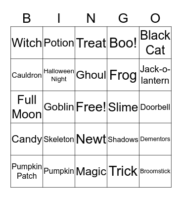Halloween Bingo Card