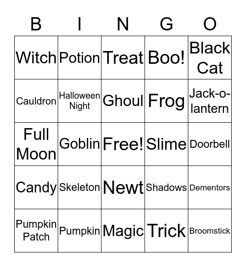 Halloween Bingo Card