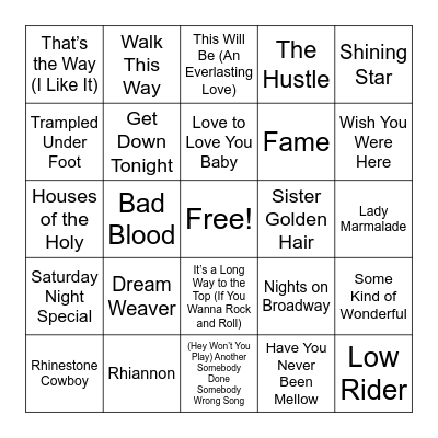 1975 Bingo Card