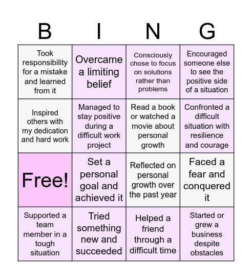 Grow & Bloom Bingo 4x4 Bingo Card