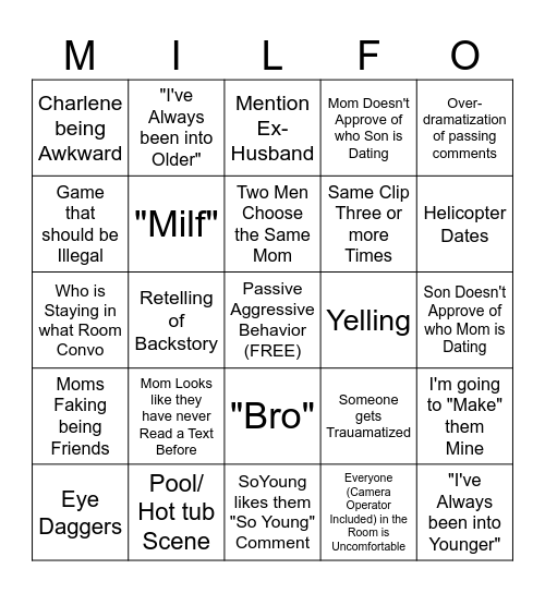 Milf Manor Bingo V2 Bingo Card