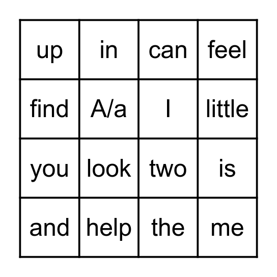 SIGHT WORDS Bingo Card