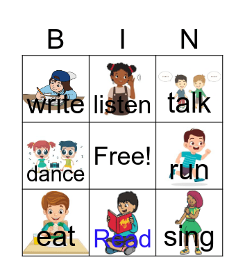 Bingo: verbs Bingo Card