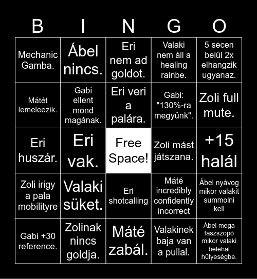 Clowns +M Bingo Card