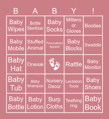 Baby Shower Bingo Card
