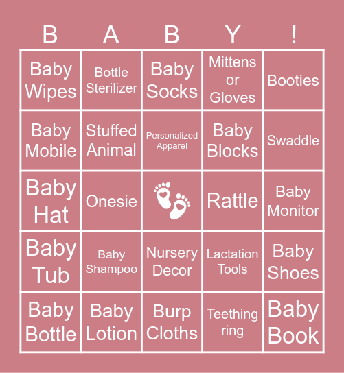 Baby Shower Bingo Card