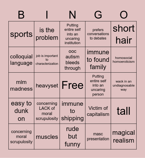 Jae OC Bingo Card