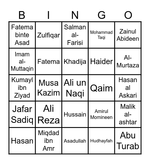 Wiladat Mubarak Bingo Card