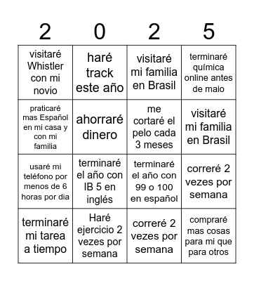 Las Resoluciones de Giulia Bingo Card