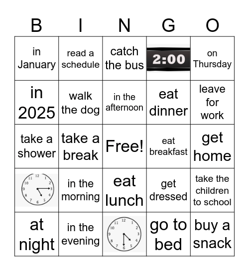 Ventures 1 Unit 6 Bingo Card