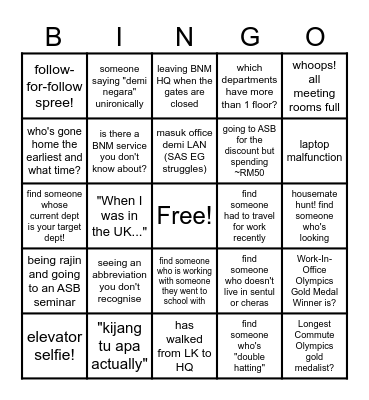 BNM BINGO Card