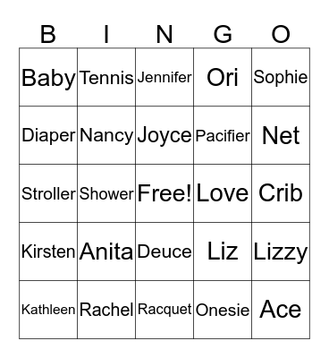 Baby Bingo Card