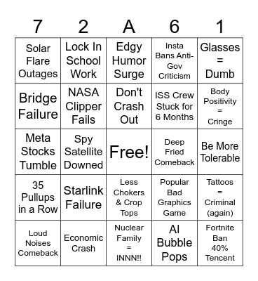 Alex - 2025 Predictions Bingo Card