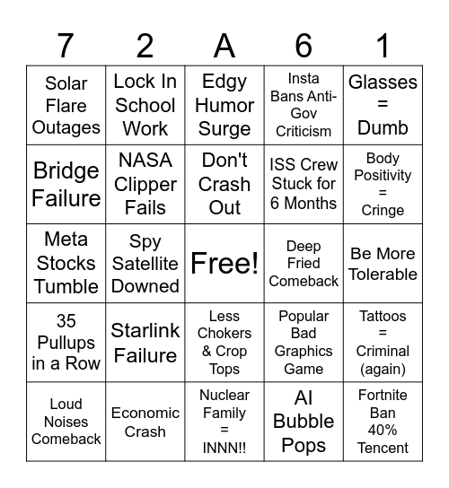 Alex - 2025 Predictions Bingo Card