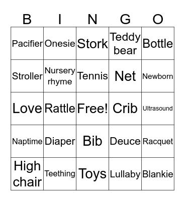 Baby Bingo Card