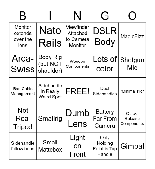 RUN N GUN Bingo Card