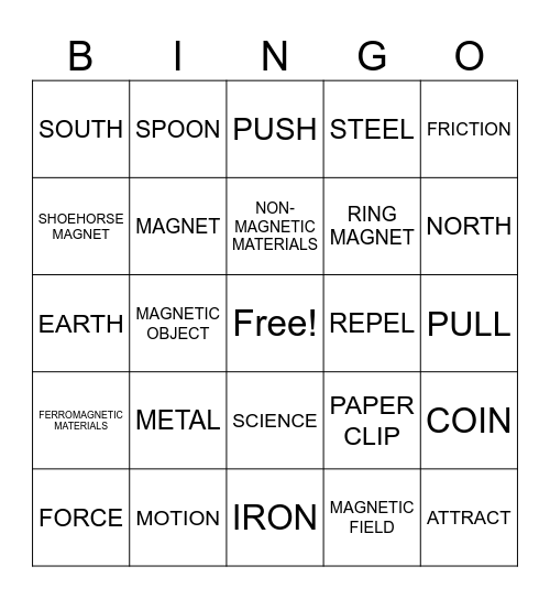 SCIENCE BINGO CARD Bingo Card