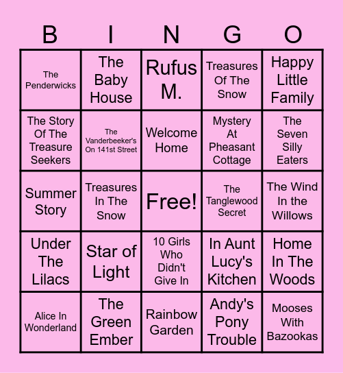 ANNA'S FAVORITE BOOKS Bingo Card