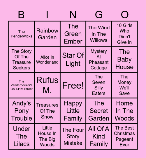 ANNA'S FAVORITE BOOKS Bingo Card
