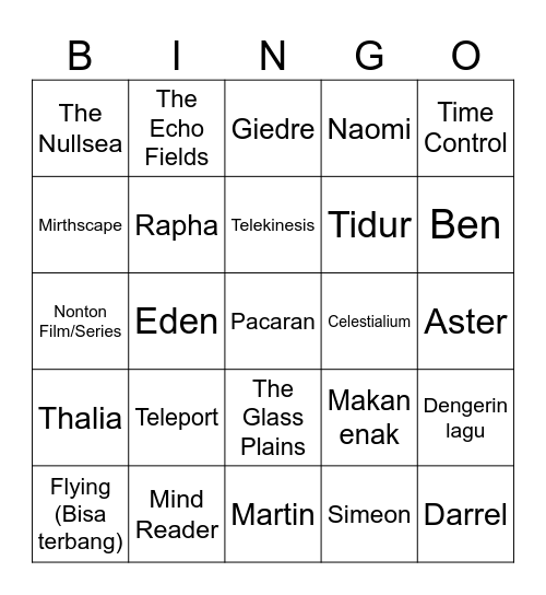 :P Bingo Card