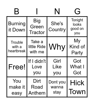Jason Aldean Bingo Card