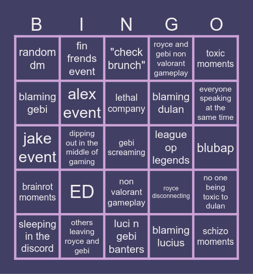 DAILY DISCORD Bingo Card