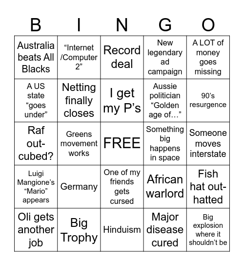 BINGO Card