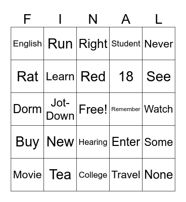 Units 1-3 Vocab Bingo Card