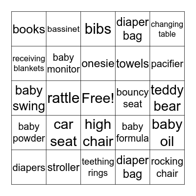 Baby Bingo Card