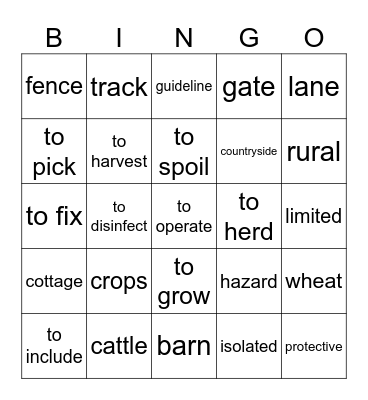 Vocab 3.4 Bingo Card