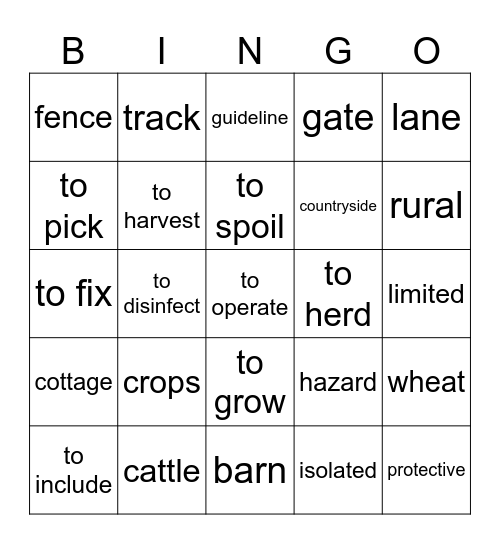 Vocab 3.4 Bingo Card
