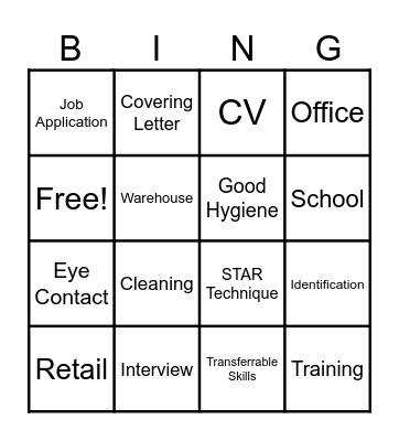 Work Related Bingo Card