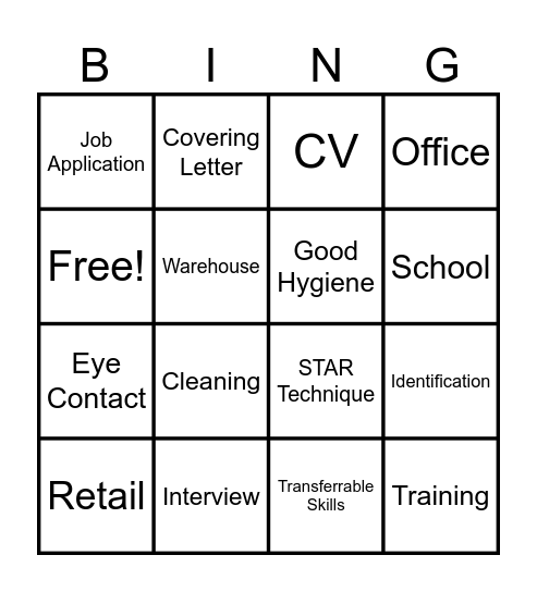 Work Related Bingo Card